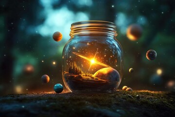 Poster - Cosmic exploration enchanted forest digital art mystical environment close-up imagination