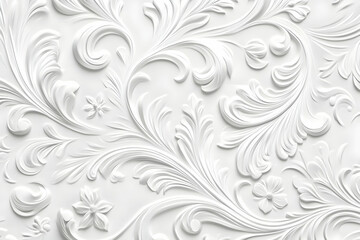 Poster - White background with an elegant embossed pattern, white wallpaper texture, 