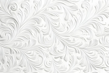Poster - White embossed paper with an intricate floral pattern, textured background, and white wall wallpaper. 