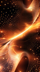 Aufkleber - Golden particles flowing and creating trails of light on a black background, perfect for technology, science and communication projects