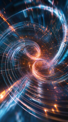 Aufkleber - Luminous swirling vortex of light creating an abstract digital tunnel effect with motion blur and particles