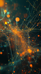 Aufkleber - Glowing interconnected lines forming intricate digital network, representing technological complexity, data transmission, communication infrastructure