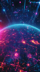 Leinwandbilder - Glowing digital network overlaying planet Earth, representing global connectivity and information flow