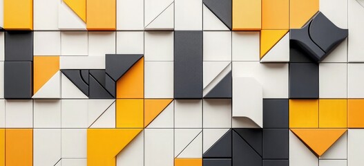 Fototapete - Geometric block patterns with modern aesthetics and bold contrasts