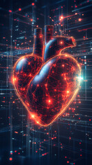 Leinwandbilder - Network of connections generating a digital human heart, futuristic medical concept related to cardiology and digital health
