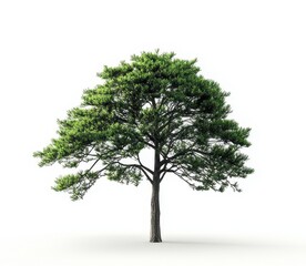 Wall Mural - A large green tree stands alone on a white background