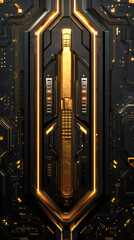 Aufkleber - Golden core glowing on a futuristic motherboard, creating a technological and abstract design