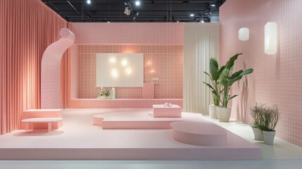 Poster - Minimal pink platforms for a product display setup