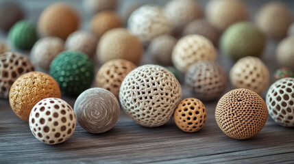 Wall Mural - Rustic handmade christmas ornaments: close-up of intricate natural decorations for holiday crafting