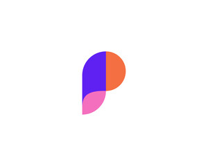 Poster - A letter P logo from abstract shapes. Colorful monogram sign logotype.  illustration.