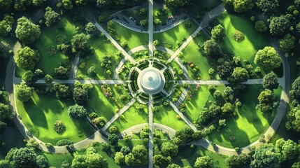 Poster - Park map featuring green spaces and a central white structure