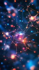 Fototapete - Neuron sending signals through its network, representing the complexity of the human brain and nervous system