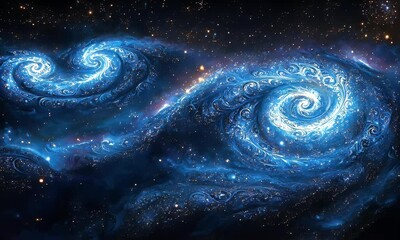 Wall Mural - Stunning cosmic swirls of blue and purple galaxies in a vast universe, highlighting the beauty of space exploration