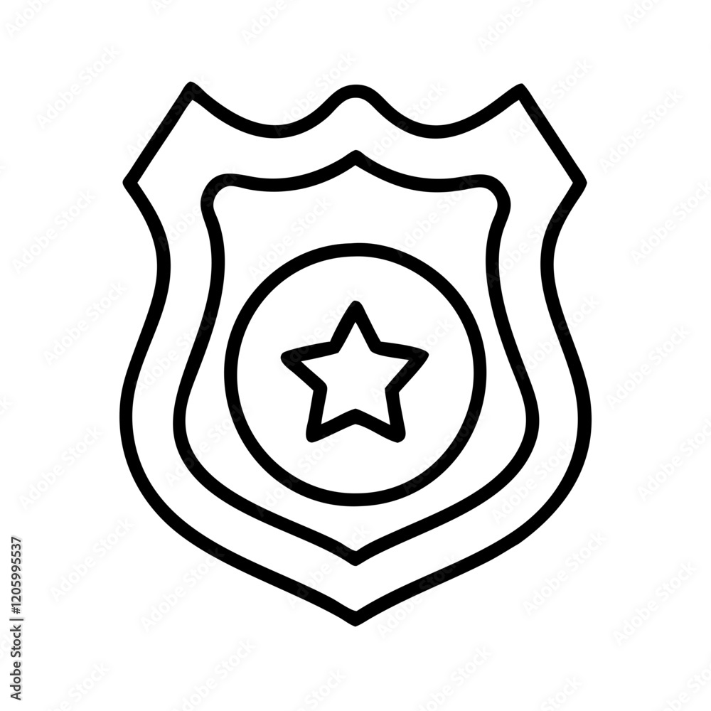 police badge icon, police badge line art - simple line art of police badge, perfect for police badge logos and icons