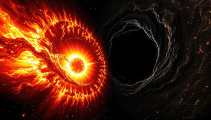 Poster - Fiery cosmic event near black hole stunning display of interstellar energy and celestial forces