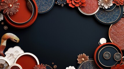 Poster - Elegant Horizontal Layout Featuring Festive Chinese Elements in Rich Colors and Intricate Designs