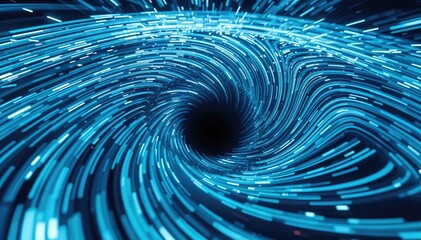 Poster - Abstract swirling blue light vortex resembling cosmic event digital stream