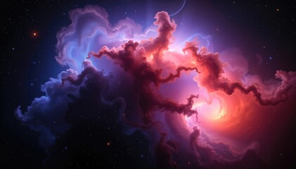 Poster - Cosmic Nebula Vibrant colors and swirling gas clouds in deep space
