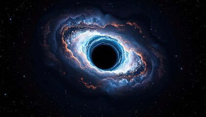 Poster - mesmerizing black hole surrounded by swirling cosmic clouds and distant stars
