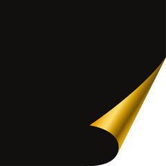 Wall Mural - Black page with golden curled corner.
