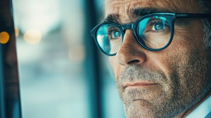 Leinwandbilder - a business leader with thoughtful expression, capturing the essence of executive decision-making, framed by a contemporary office environment