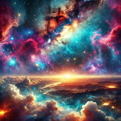cosmic galaxy with vibrant nebulas
