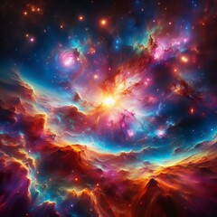 Wall Mural - Cosmic Galaxy with Vibrant Nebulas