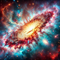 Wall Mural - Cosmic Galaxy with Vibrant Nebulas