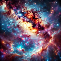 Wall Mural - Cosmic Galaxy with Vibrant Nebulas