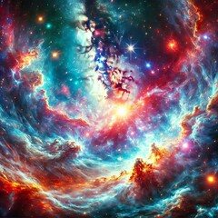 Wall Mural - Cosmic Galaxy with Vibrant Nebulas