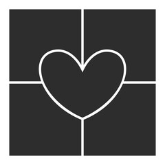 Aufkleber - Romantic empty photo frame collage on heart shapes. Poster frame mockup. Vector template photo collage.