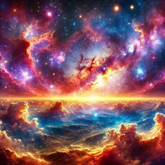 Wall Mural - Cosmic Galaxy with Vibrant Nebulas