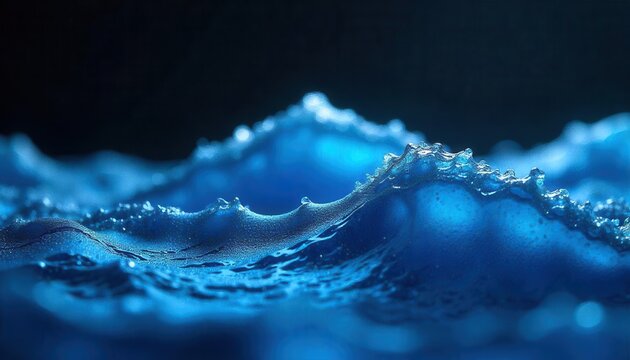 Abstract Bioluminescent Ocean Waves at Night: A Dreamlike Digital Art Rendering