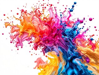 Aufkleber - a vibrant and colorful abstract painting with splashes of various colors blending together against a white background.