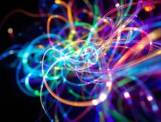 Aufkleber - colorful light trails in a dark background, creating a vibrant and dynamic visual effect.