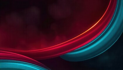 Poster - Abstract Glowing Curves: Red and Teal Dynamic Lines on Dark Background