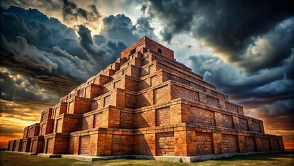 Wall Mural - Imposing Ziggurat: Architectural Fantasy of a Towering Structure