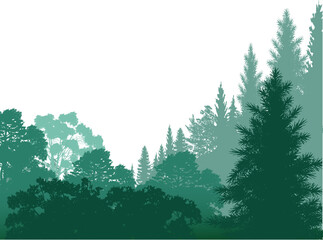 Wall Mural - cyan fir forest isolated on white illustration