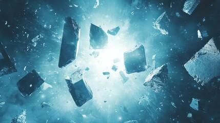 Poster - Cosmic Fragmentation: A Glowing Nebula of Shattered Celestial Bodies