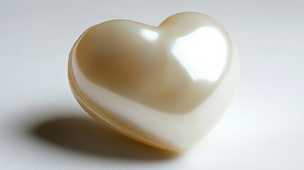 Poster - Creamy White Heart Shaped Pearl on Soft Background