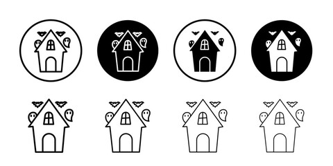 Haunted house icon Thin line art isolated