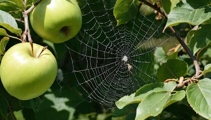 spider web with dew drops
