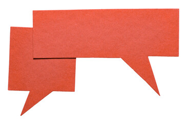 Poster - Red blank cut out cardboard paper speech bubbles with rough edges and copy space for text on transparent png background design element