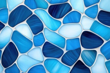 Poster - Modern mosaic design featuring dynamic geometric patterns in turquoise and blue tones for interior decoration and artistic inspiration