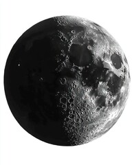 Wall Mural - detailed half moon image with dark and bright side visible against white background