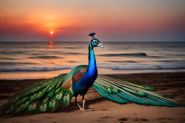 Wall Mural - peacock with feathers