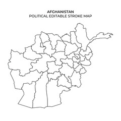  This illustration presents a clear outline of Afghanistans political divisions. The map highlights the provinces and territories, allowing for easy editing and customization for various purposes.