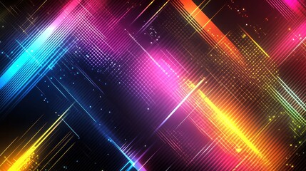 Aufkleber - Dynamic Abstract Composition with Vibrant Glowing Streaks of Light