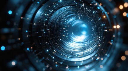 Aufkleber - Dynamic Abstract Vortex of Glowing Blue and Metallic Hues