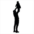 © Adopik - Father and son or dad and baby Silhouette vector illustration